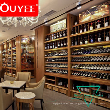 Unique Elegant Wine Shop Decoration Furniture, Wooden Display Stand For Wine Store Design